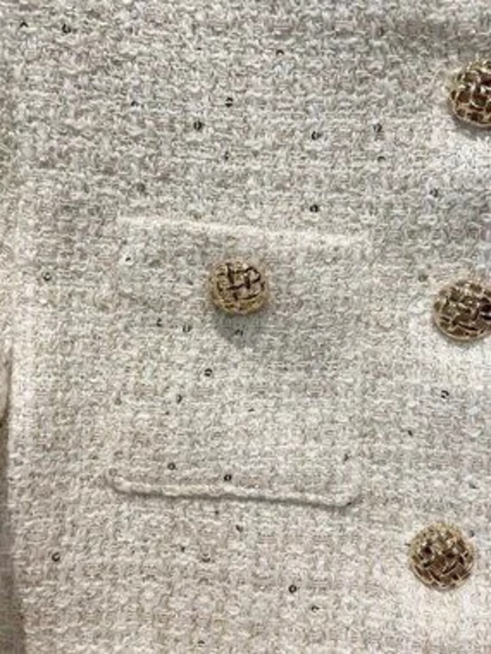 Beige Elegant Women's Casual Loose French Button Tweed Fringe Short Jacket